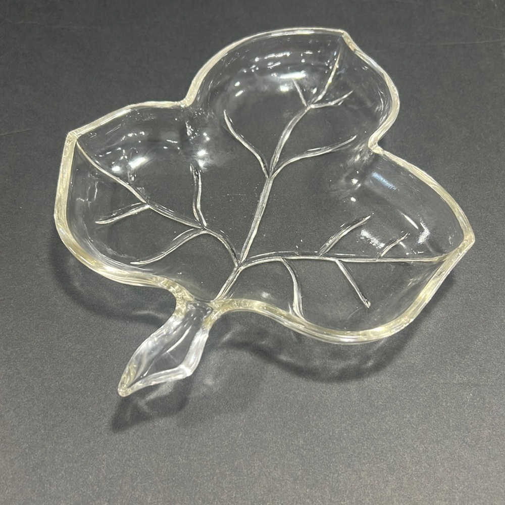 Vintage Clear Glass Leaf Dish
